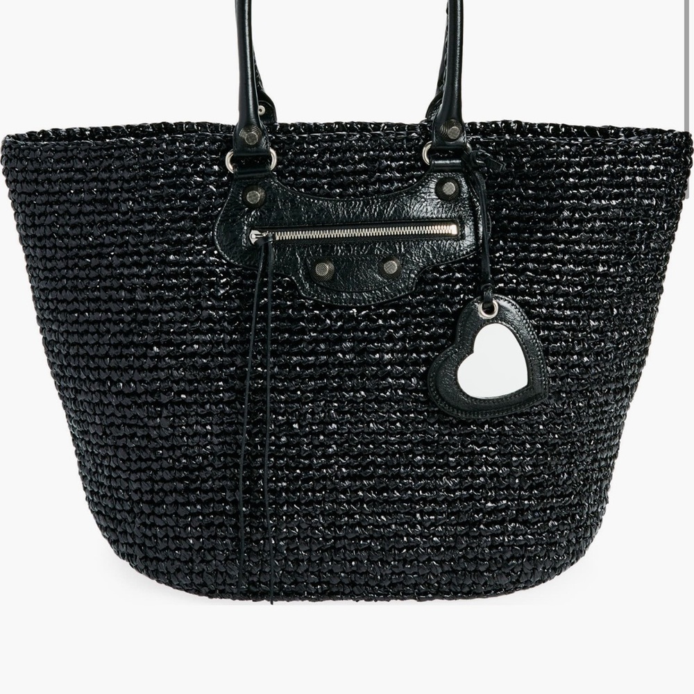 Balenciaga Black Tote Bag with Woven Texture